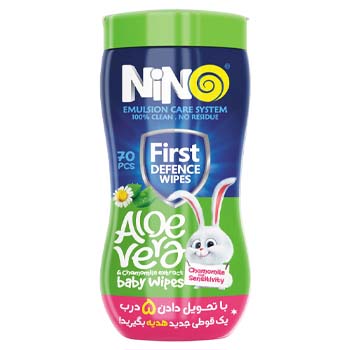دستمال مرطوب کودک کمر باریک مدل آلوئه ورا بسته 70 عددی نینو