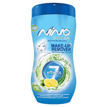 دستمال مرطوب پاک کننده آرایش کمر باریک بسته 70 عددی نینو