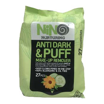 دستمال مرطوب پاک کننده آرایش مدل Anti Dark [and] Puff بسته 27 عددی نینو