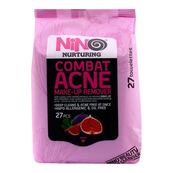 دستمال مرطوب پاک کننده آرایش مدل Combat Acne بسته 27 عددی نینو