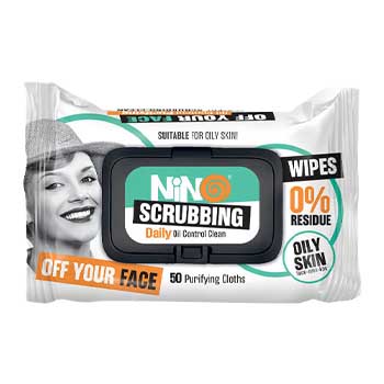 دستمال مرطوب پاک کننده آرایش مدل Scrubbing بسته 50 عددی نینو