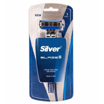 خودتراش چند بار مصرف 5 لبه صابون دار بلیز 5 ( مخصوص آقایان) سیلور