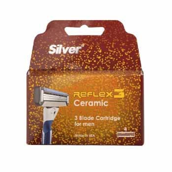 تیغ یدک 3 لبه سرامیکی صابون دار مدل رفلکس 3 (بسته ۴ تایی) سیلور