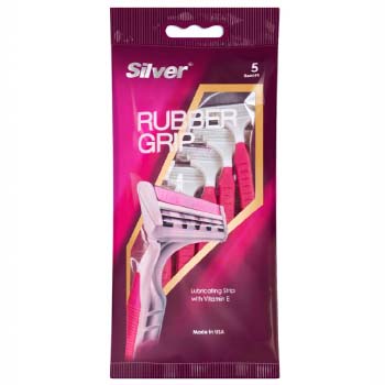 خودتراش چند بار مصرف 2 لبه رابر گریب زنانه (بسته 5 تایی) سیلور