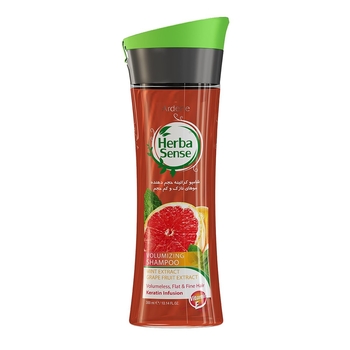 شامپو کراتینه حجم دهنده حاوی عصاره گریپ فروت و نعناء ( مناسب موهای نازک و کم حجم) هربا سنس